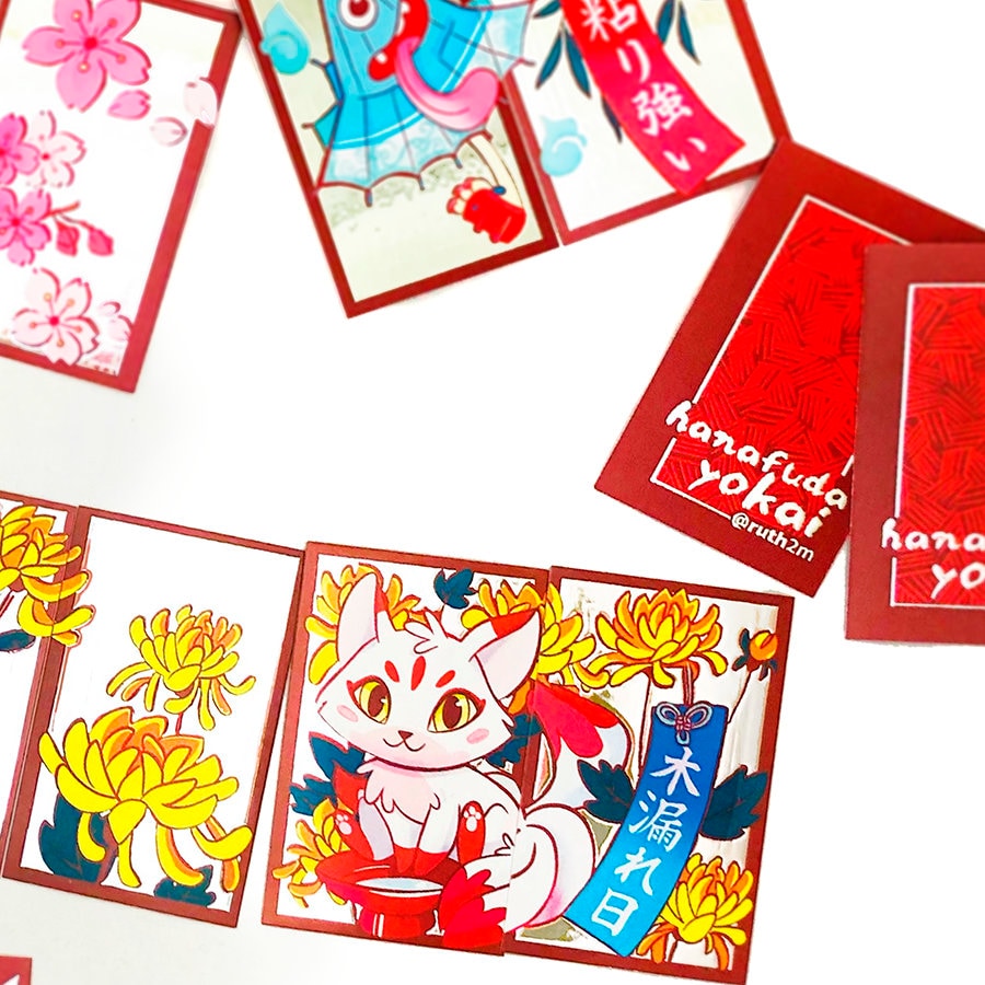 Hanafuda YOKAI Playing Cards Silver Premium Finish Flower Japan Cards