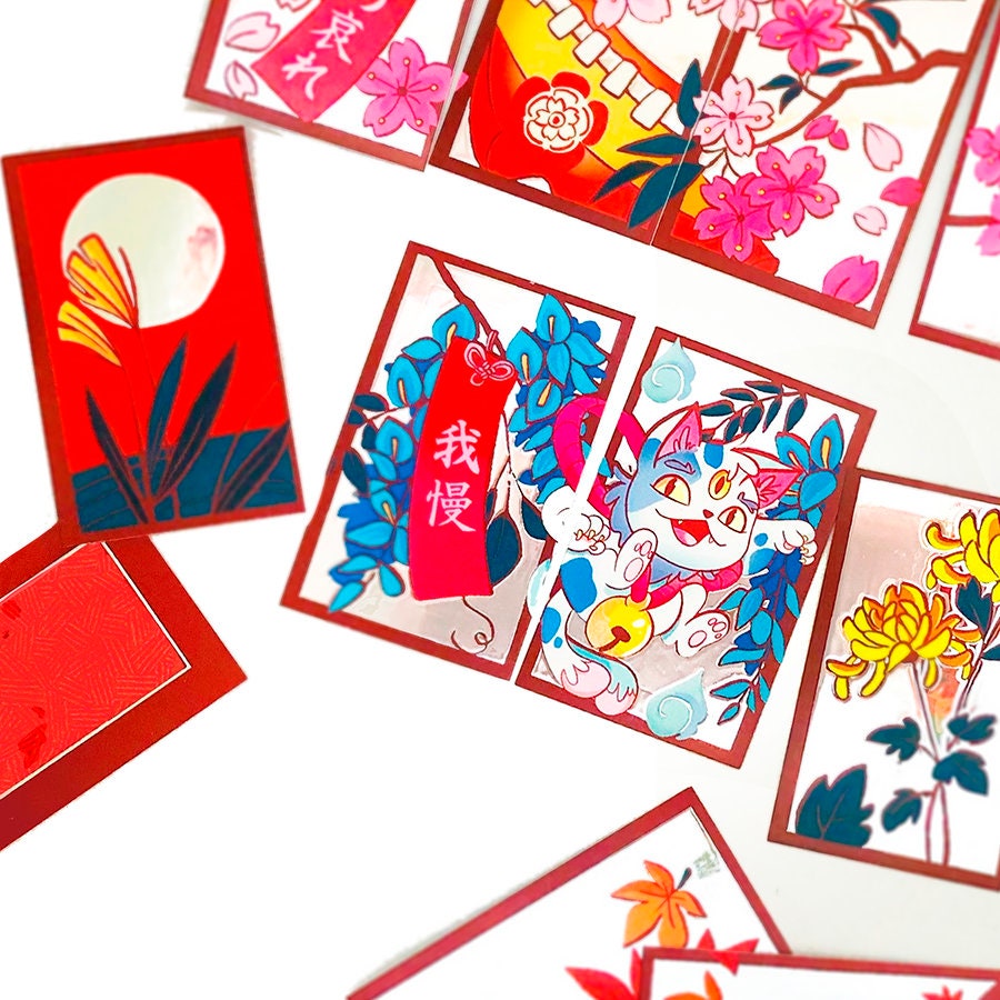 Hanafuda YOKAI Playing Cards Silver Premium Finish Flower Japan Cards