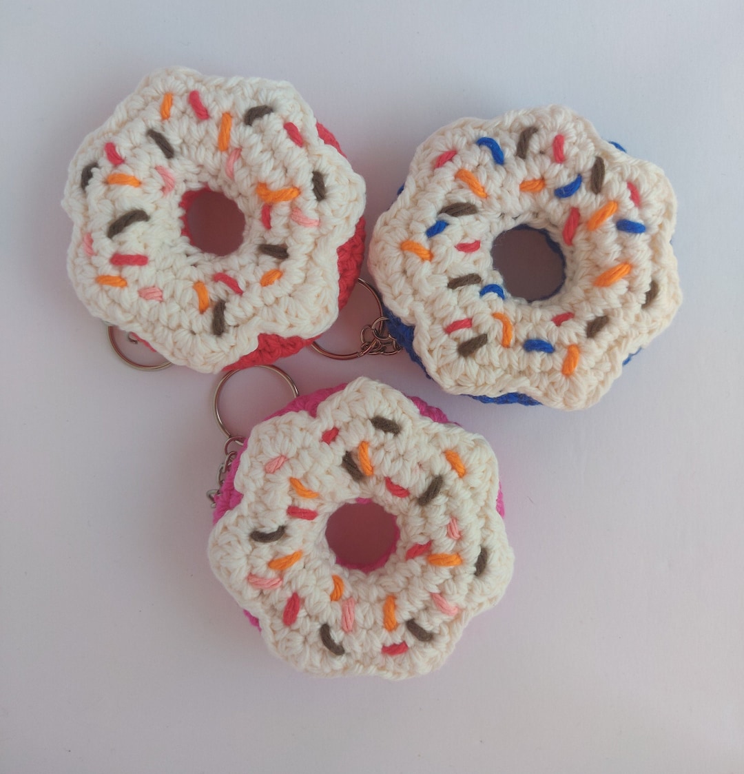 Crochet Donut Keychain Etsy