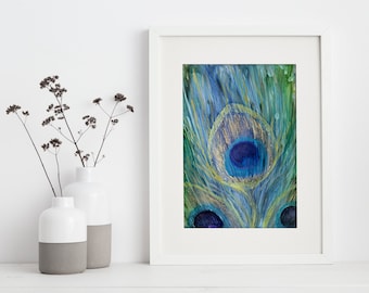 Peacock Print - Abstract Wall Art, Abstract Print, Abstract Painting, Download, Printable