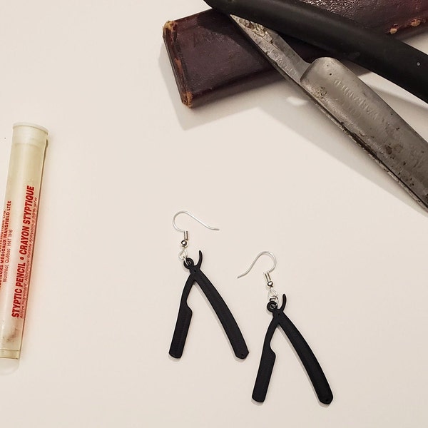 Hairdresser/Barber Straight Razor Earrings// Biodegradable//Handmade (Pair)