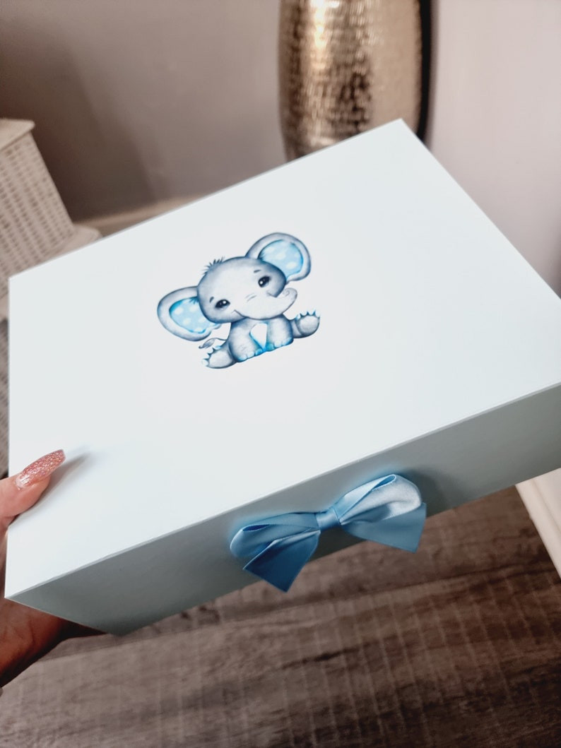 Personalised New baby gift keepsake elephant teddy boy or girl birth stats imagem 9