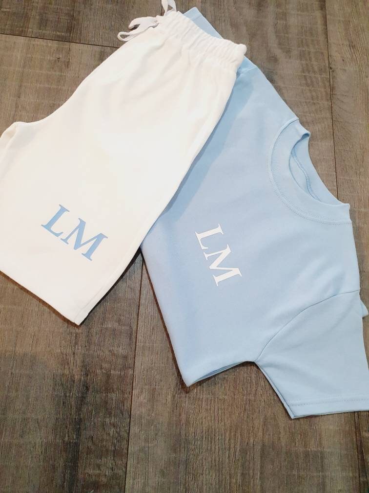 Boys Clothes Shorts and Tshirt Set Personalised Initials 16 Etsy UK