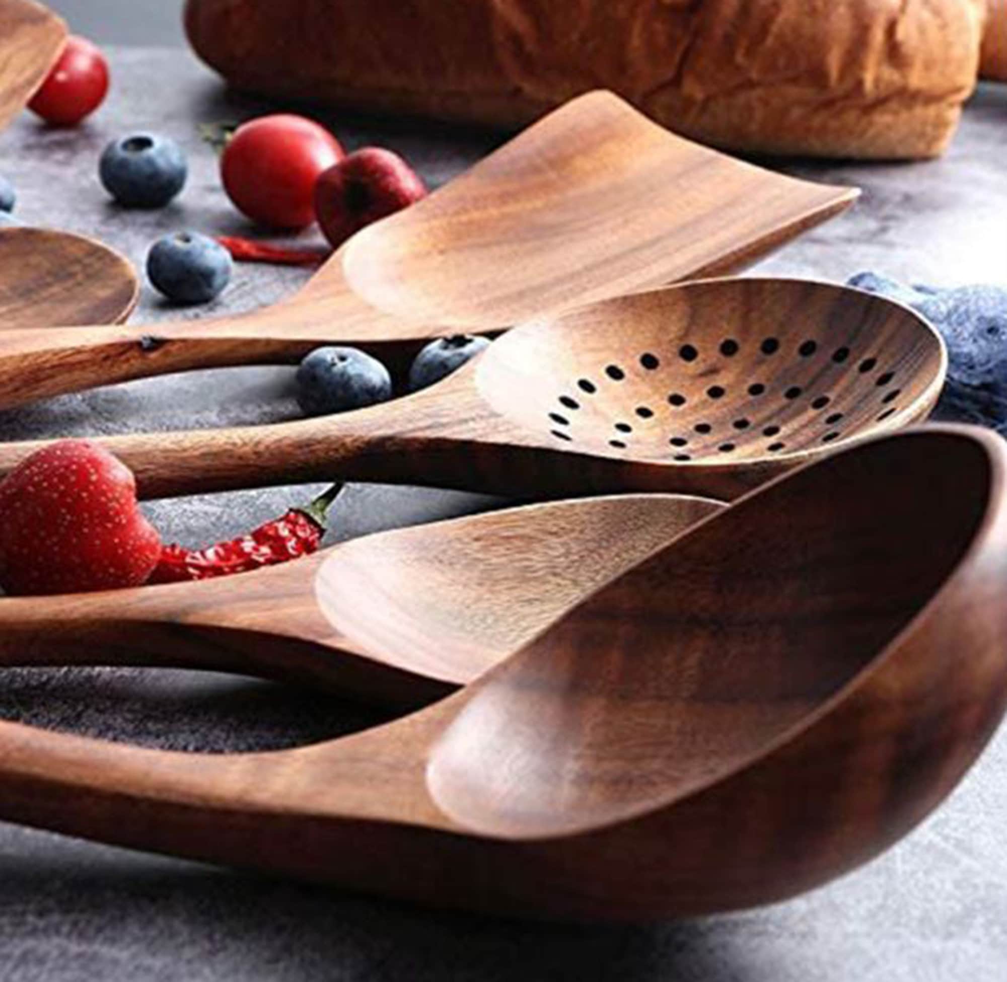 5 Piece Wooden Spoons Wooden Spoons for Cooking Reusable Wood Etsy