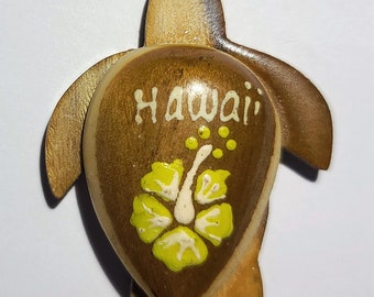 Hawaiian Design Wooden Turtle Honu Flower Refrigerator Kitchen Magnet