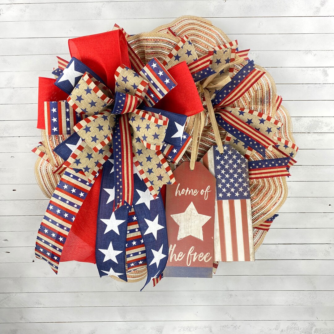 Americana Patriotic Wreath for Front Door, 4th of July Wreath ...