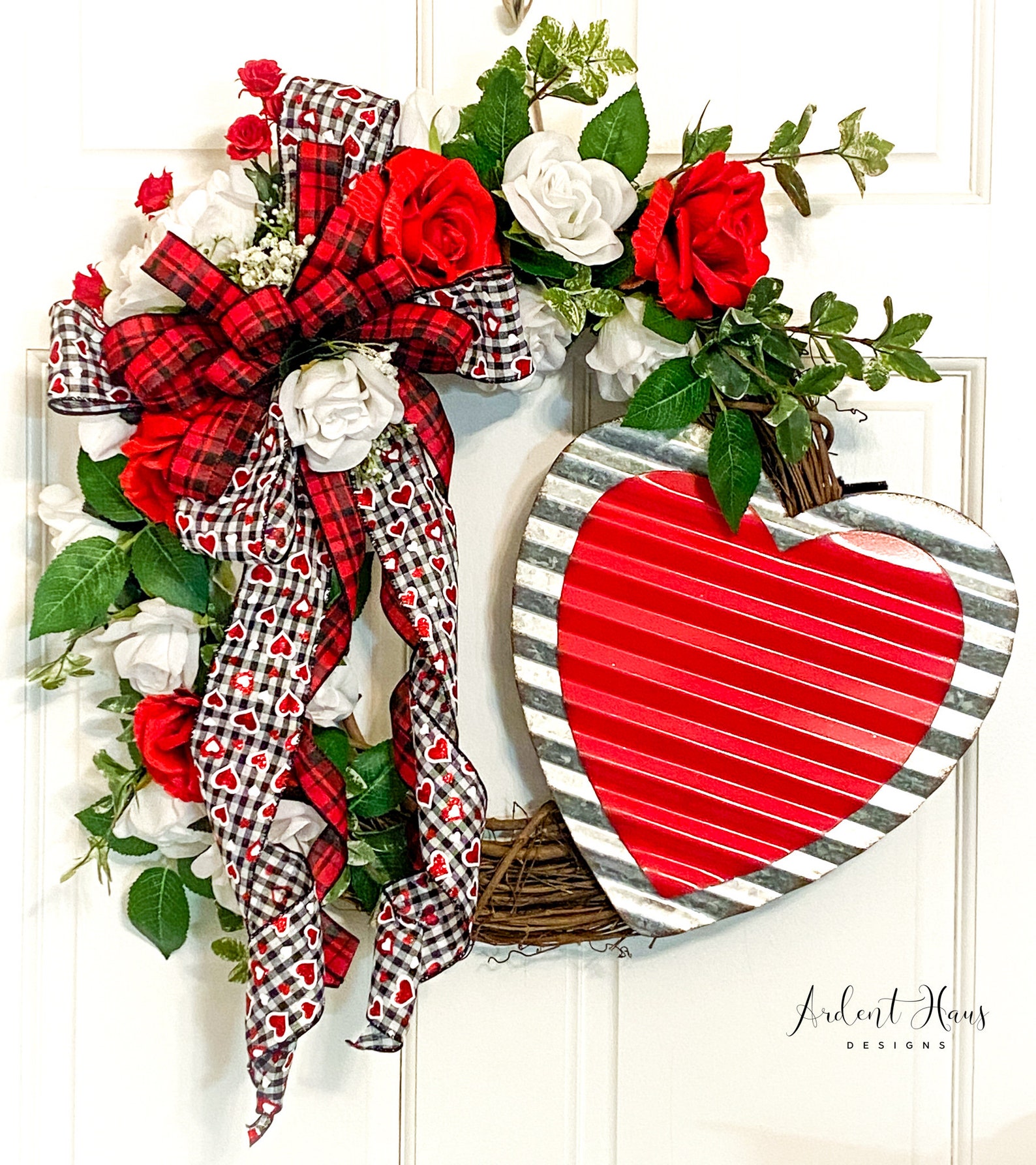 Red Metal Heart Wreath, Valentine's Day Wreath, Wedding Decor Etsy