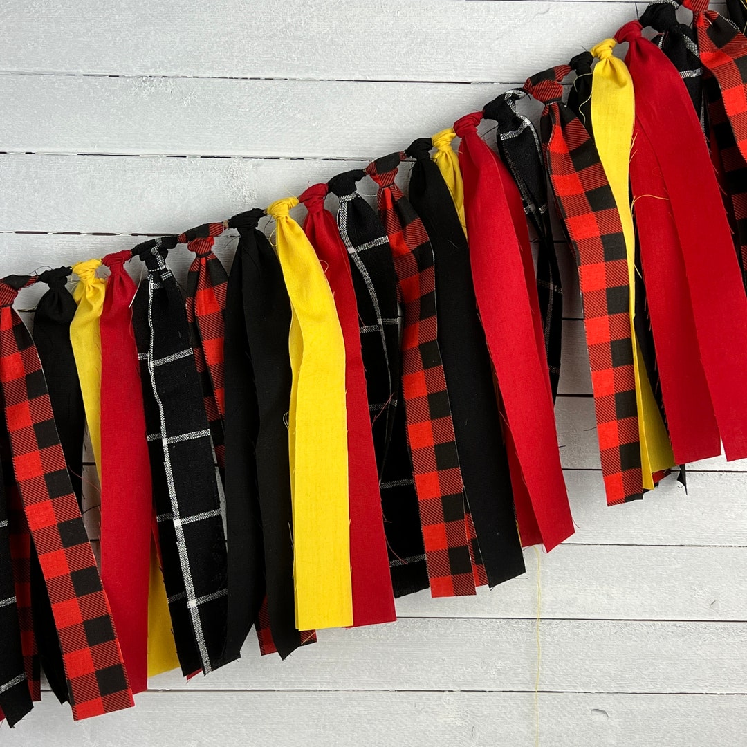Red, Black, and Yellow Fabric Rag Garland, Team Colors Rag Tie Garland ...