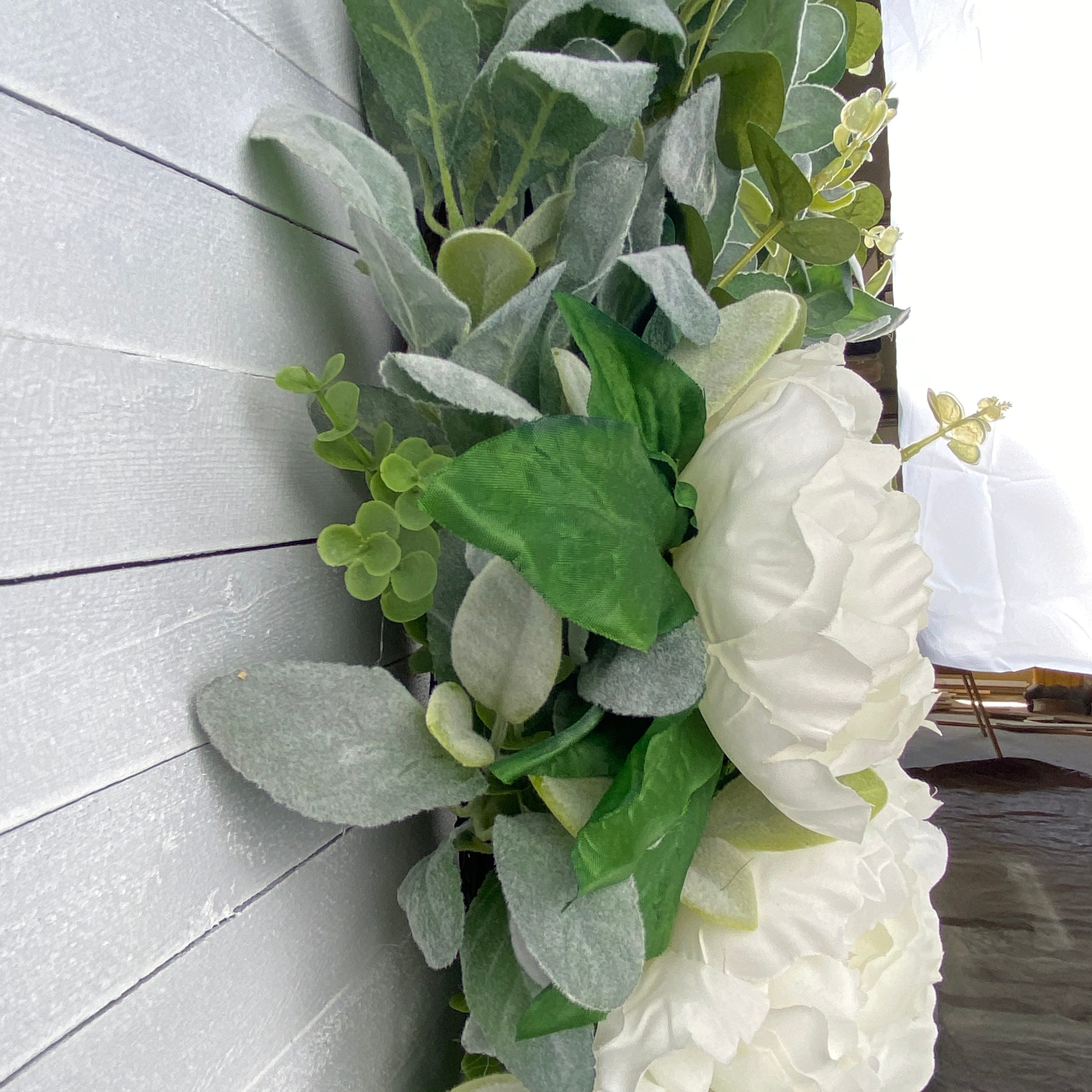 Lambs Ear and Peony Wreath for Front Door, Everyday Wreath, Summer ...