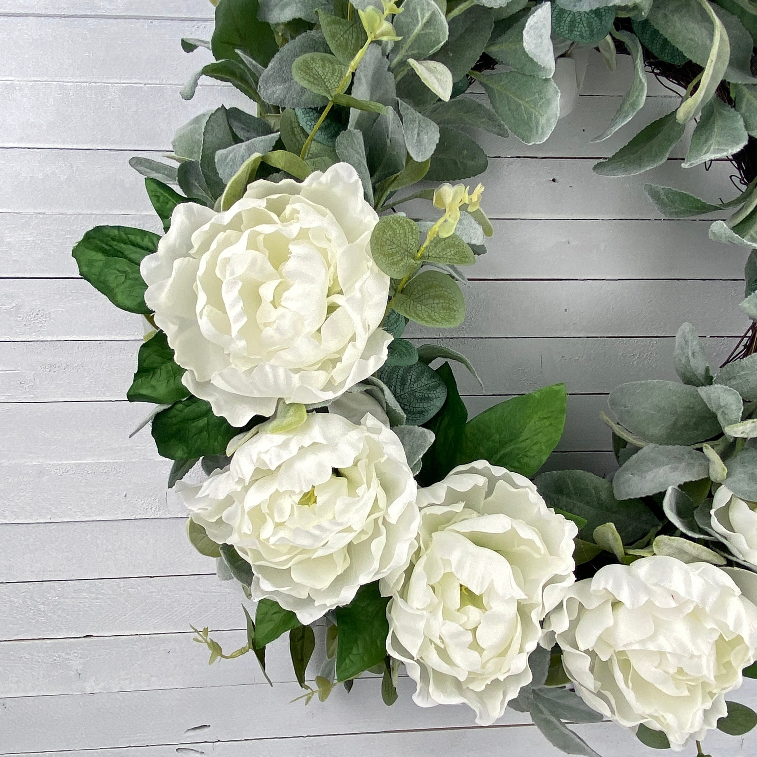 Lambs Ear and Peony Wreath for Front Door, Everyday Wreath, Summer ...