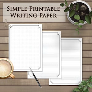 Druckbares Briefpapier | Einfaches minimalistisches Schreibpapier zum Schreiben von Briefen oder Journaling | Gepunktet, Liniert, Blankopapier, A4 & 8,5x11