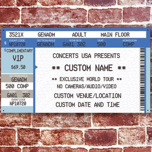 Completely customizable ticket wall art, ALL text customized by YOU!