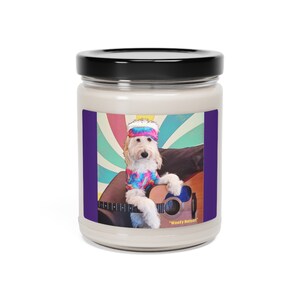 Dog Candle Scented Candle Unscented 100% Soy Candle Cotton Wick | Woofy Nelson Doodle, 70&#39;s 60&#39;s, Hippie Goldendoodle Unscented Candle 9oz