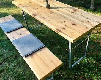 Ensemble de jardin à bière, table de jardin en bois recyclé, extérieur, table à bière pliable, mobilier de jardin
