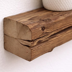 Wall shelf made of reclaimed wood beams, wall board, beam shelf, kitchen shelf, bookshelf, spruce shelf board image 5