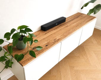 Eiche Massivholz Deckplatte nach Maß – passend für IKEA Besta, Malm, Trones, Kallax usw. | Möbel Aufsatzplatte | Holzplatte individuell