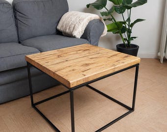 Coffee table reclaimed wood side table solid wood rustic handmade country house industrial