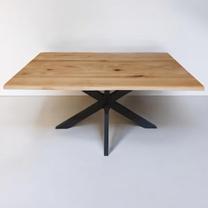 Dining table solid oak with forest edge wooden table rustic industrial natural edge made to measure