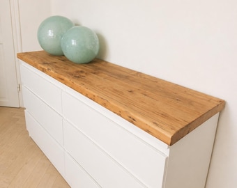 Reclaimed wood top panel for IKEA Malm, Besta, Kullen, Hemnes dressers - rustic solid wood top panel