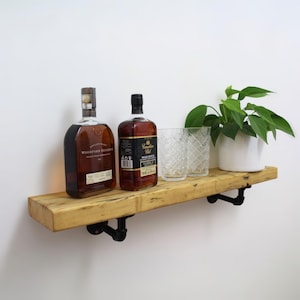 Wall shelf old wood pipe shelf scaffolding plank vintage industrial design