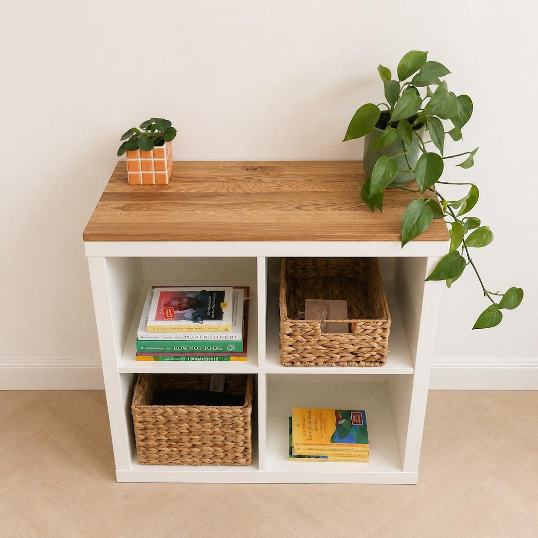 IKEA Kallax用オーク無垢材カバーパネル。カスタムメイドの木製カバー