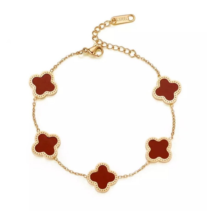 18k Gold Plated Clover Bracelet Etsy UK