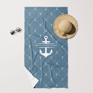 Personalized Boat Towel | Custom Boat Luxury Beach Towel | Custom Boat Nautical Gift | Boat Accessory | Cruise Towel | Gift for Boat