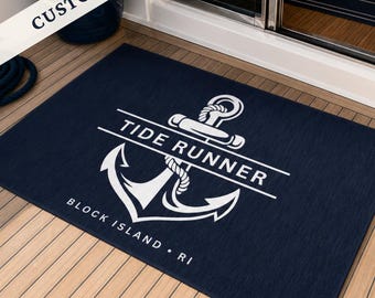 Personalized Anchor Mat, Custom Boat Name Rug, Nautical Welcome Mat, Dock Decor Gift