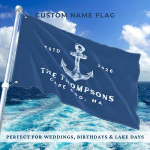Personlig festflagga, bröllopsdekorationsbanderoll, sjöhusskylt, födelsedagsdekor, anpassat nautiskt ankare