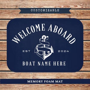 Custom Boat Welcome Mat: Personalized Nautical Decor, Memory Foam