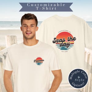 Custom Boat Name Shirt – Retro Comfort Colors Beach Tee – Personalized Nautical Shirt for Boat Owners, Captains, Dads & Beach Lovers