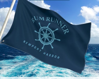 Custom Boat Flag Ship Wheel | Personalized Boat Name Flag Double Sided Marina Decor