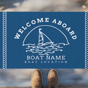 Personalized Boat Rug | Custom Nautical Mat | Welcome Aboard Mat | Luxury Outdoor Boat Mat | Unique Gift for Boat Owners | Gift for Sailors