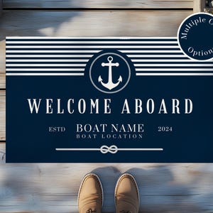 Personalized Boat Rug | Custom Nautical Mat | Welcome Aboard Mat | Luxury Outdoor Boat Mat | Unique Gift for Boat Owners | Gift for Sailors