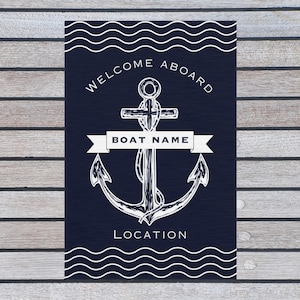 Personalized Boat Rug | Custom Nautical Mat | Welcome Aboard Mat | Luxury Outdoor Boat Mat | Unique Gift for Boat Owners | Gift for Sailors