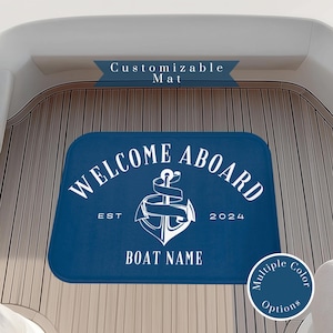 Custom Welcome Mat for Boat | Personalized Boat Gift for Sailors | Nautical Mat for New Boat Owners | Memory Foam Mat | Gift for Sailor