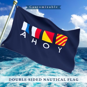 Customizable Boat Name Flag – Custom Nautical Alphabet Signal Flag with Grommets, Double-Sided Maritime Decor, Sailboat Outdoor Accessories