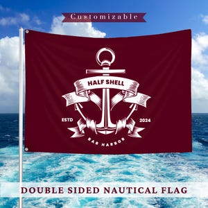 Customizable Boat Name Anchor & Banner Flag – Custom Nautical Sailing Flag with Grommets, Double-Sided Marina Dock Decor, Outdoor Accessory