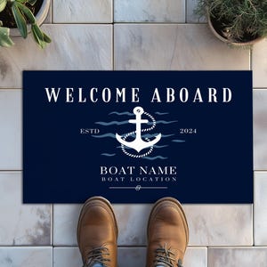 Personalized Boat Rug | Custom Nautical Mat | Welcome Aboard Mat | Luxury Outdoor Boat Mat | Unique Gift for Boat Owners | Gift for Sailors