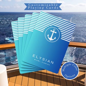 Naipes de ancla con nombre de barco personalizado: baraja de póker personalizada, regalo náutico para propietarios de barcos, despedidas de soltero, clubes náuticos y amantes de los lagos.