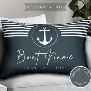 Custom Boat Name Lumbar Pillow | Nautical Boat Decor | Personalized Boat Cushion 20&quot;x14&quot; | Coastal Gift | Luxury Boat Accessory