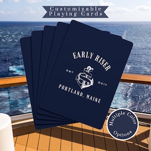 Kundenspezifische Bootsname-Ankerspielkarten - personifiziertes Poker-Deck, nautisches Geschenk für Bootsbesitzer, Junggesellenabschiede, Yacht-Clubs und Seeliebhaber