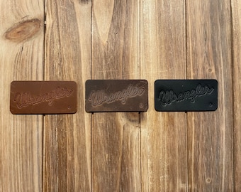 Custom Handmade Real Veg And Oil Tanned Leather Patch Replacement Western Rodeo Cowboy Wrangler Denim Jeans Keychain Craft Supply