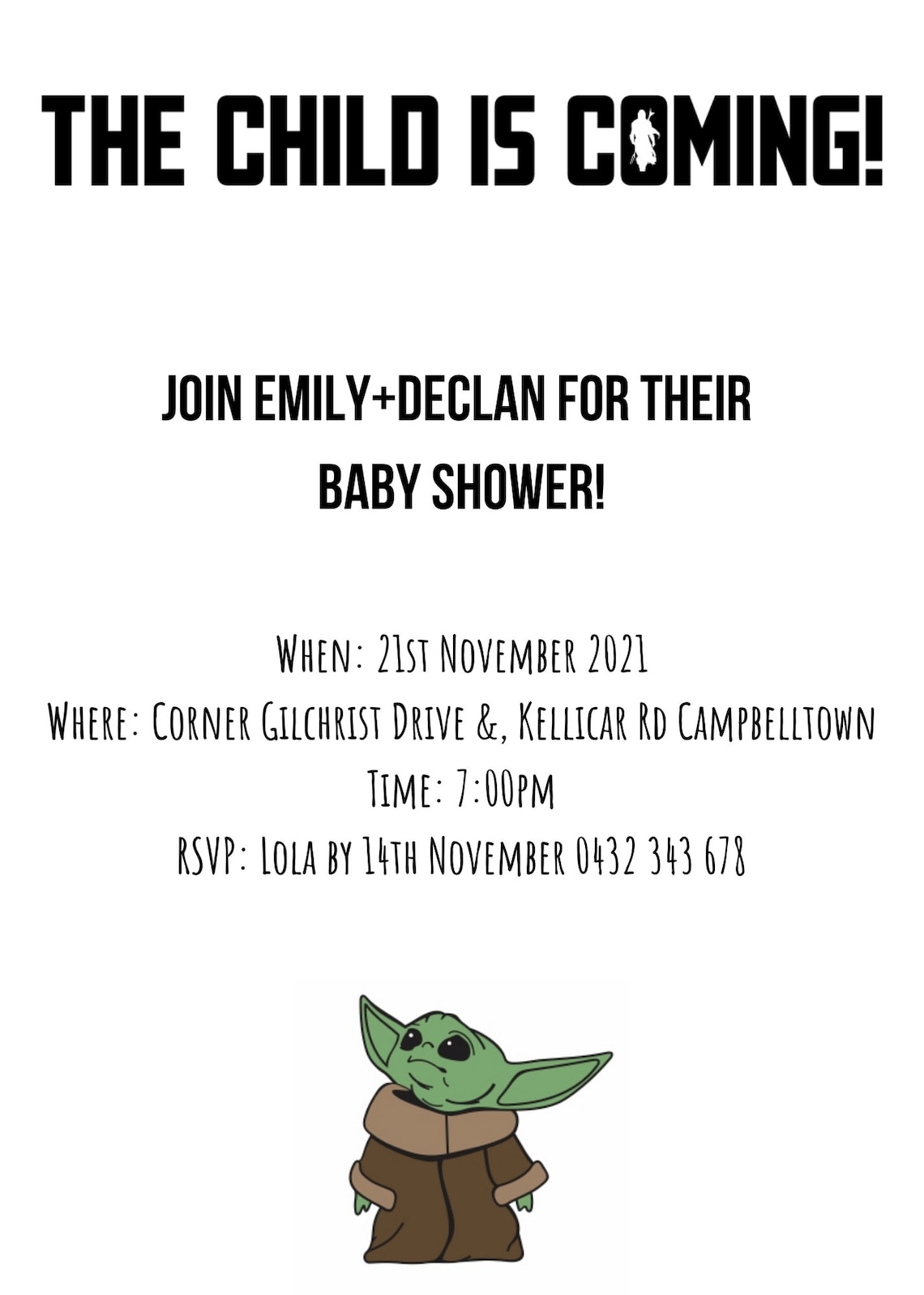 PRINTABLE Baby Yoda Baby Shower Invitation Etsy UK