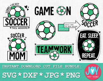 Soccer SVG Bundle: Mom, Team, Quote Clipart (Digital Download)