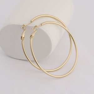 Big Gold Earrings Large Hoops - 14k Gold Plated Big Gold Hoops 20mm, 30mm, 40mm, 50mm, 60mm, 70mm - Endless Hoop Earring - Oversize Earrings