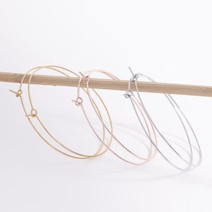 Thin Wire Hoop Earring Gold, Silver, Rose Gold - Threader Hoop Earring, Oversized Thin Gold Hoop Earring 50mm, 70mm, Delicate Hoop Earring