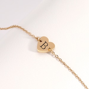 Bridesmaid Gift Bracelet Personalized, Heart Charm, Customized Initial Bracelet Gold, Silver, Rose Gold Engraved Friendship Bracelets Gift