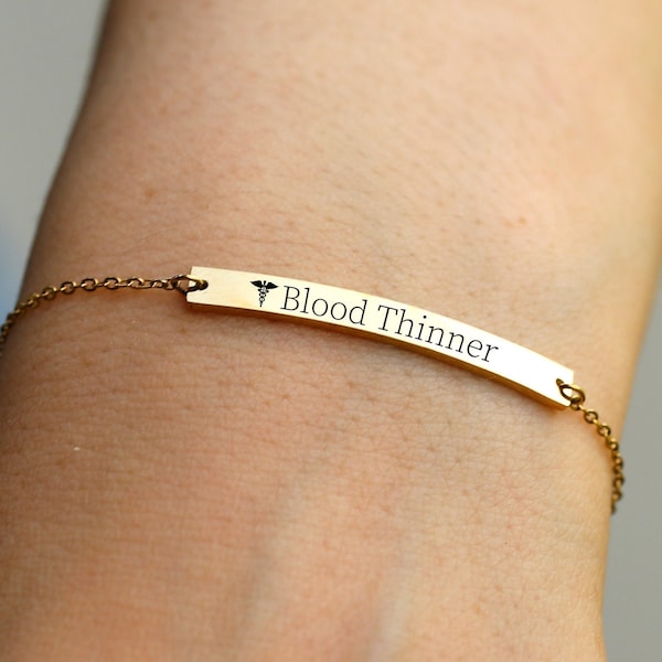 Medical Alert Bracelet – Personalized Medical Condition, Information - Minimal Emergency Bracelet - Medical ID Bracelet Women - Waterproof