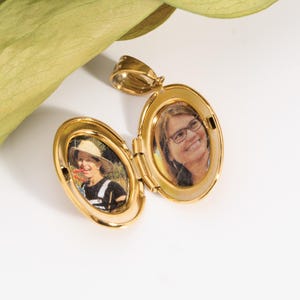 Photo Locket Necklace Personalized - Oval Pendant Memorial Jewelry - Keepsake Gift